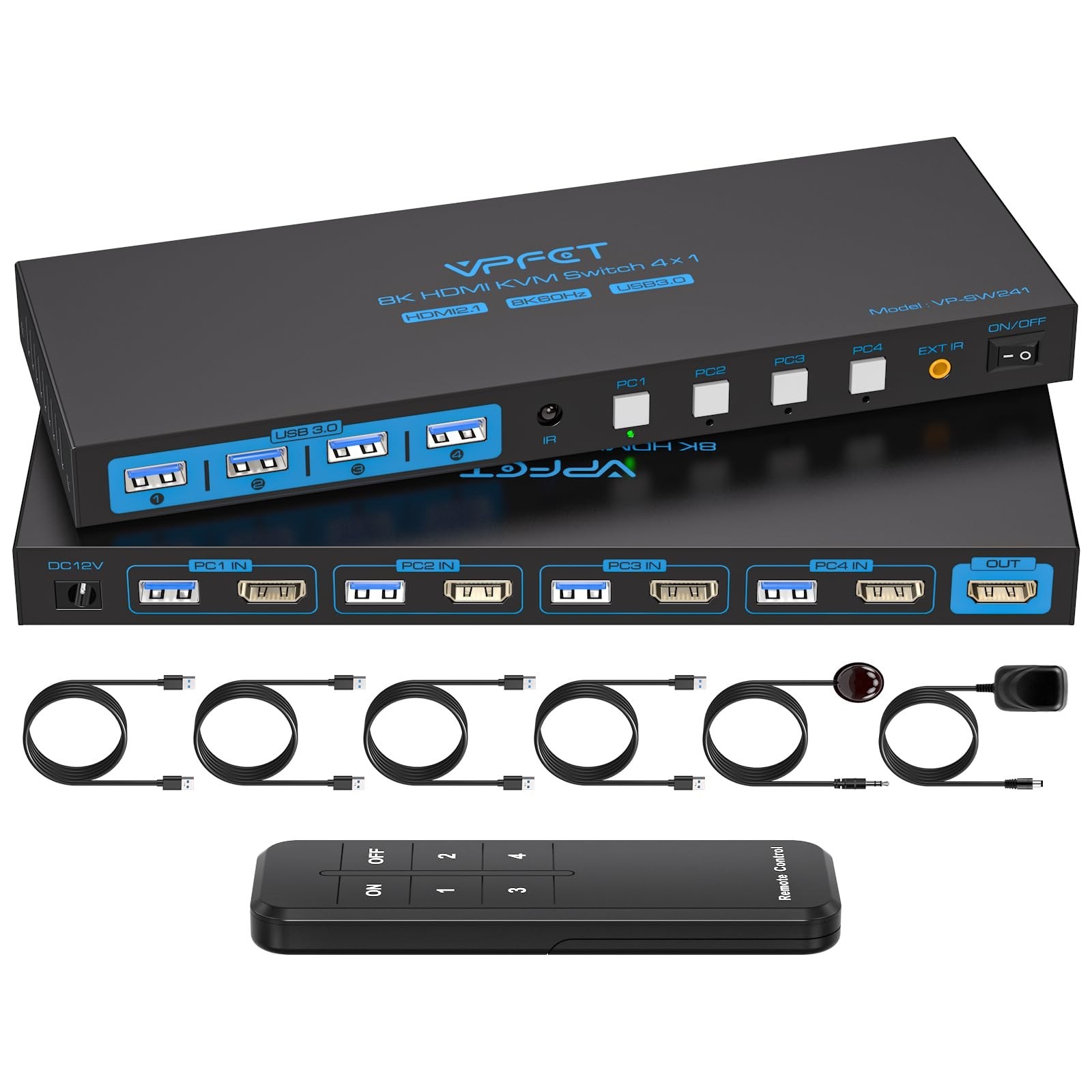 4K 120Hz KVM Switch for 4 Computers to 1 Monitor, HDMI 8K, USB 3.0 Hub, EDID Fun