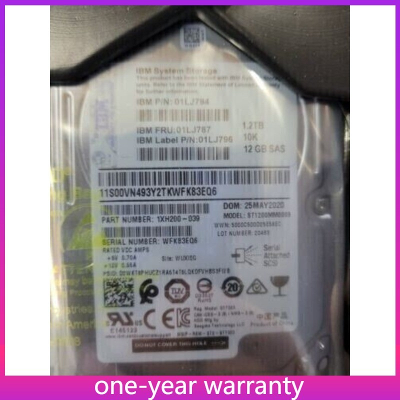 01LJ787 01LJ794 01LJ796 IBM V7000 1.2TB 10K RPM 12Gb/s 2.5" SAS HDD Hard Drive