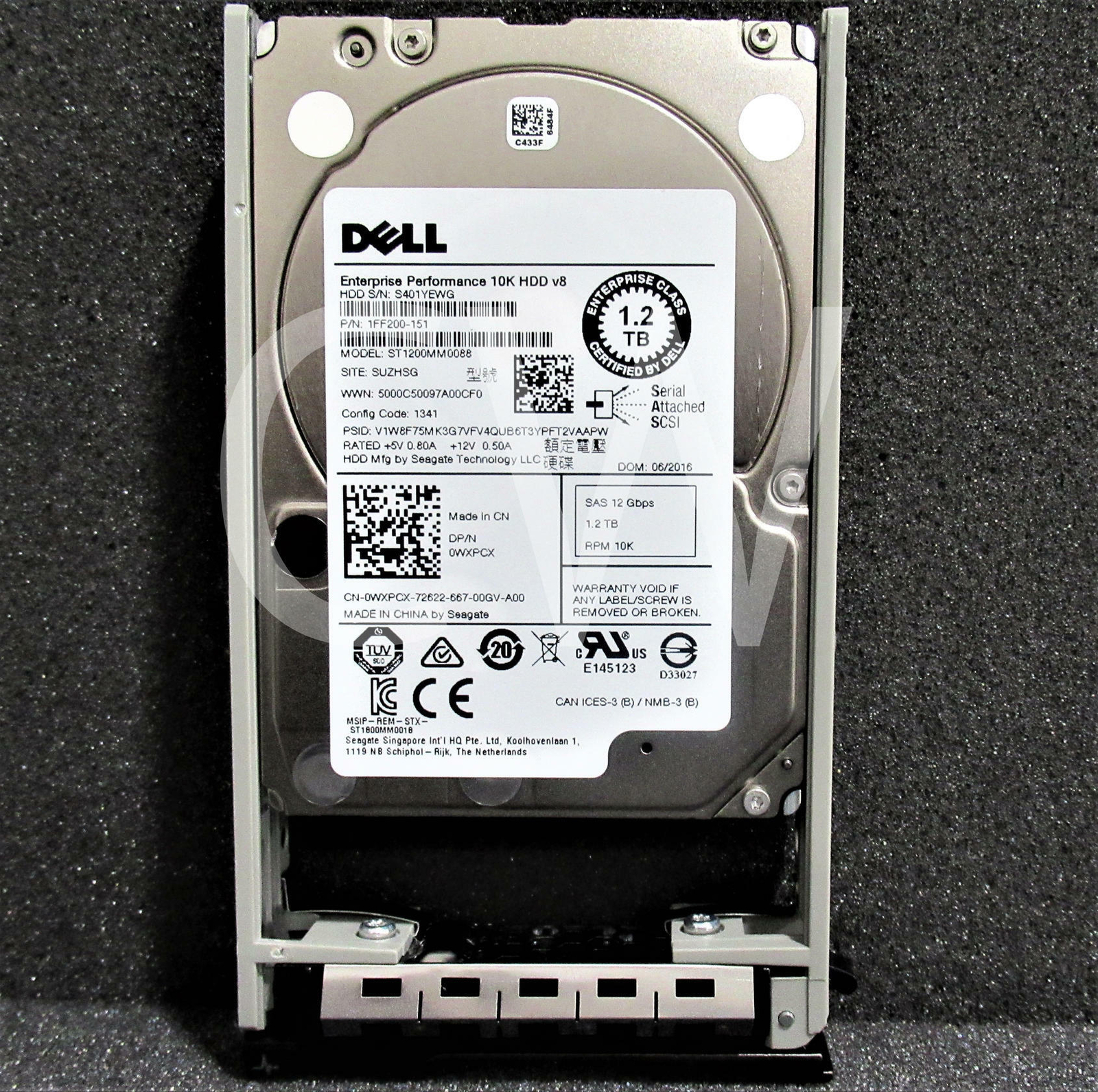 WXPCX Dell POWEREDGE 1.2TB 10K RPM 12Gbps 2.5"SAS HDD R430 R730xd T530 R630 T330