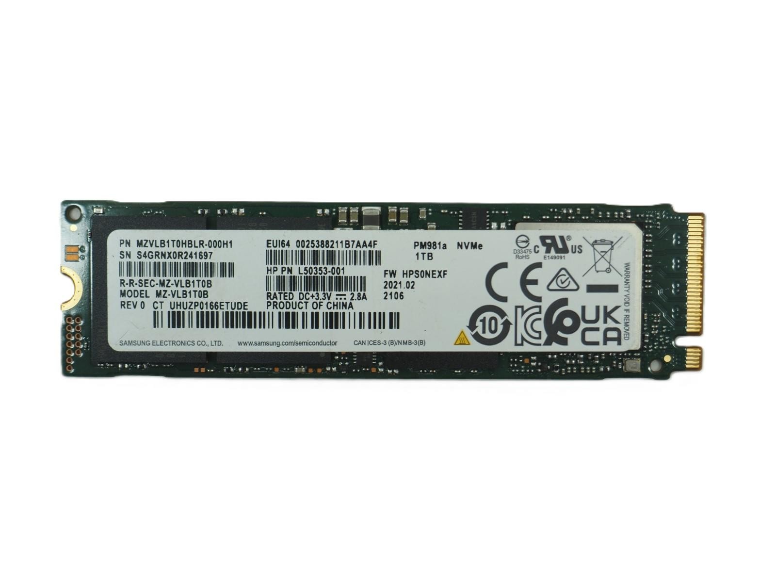 Samsung 1TB M.2 NVMe Internal SSD Tested, Wiped - MZ-VLB1T0B