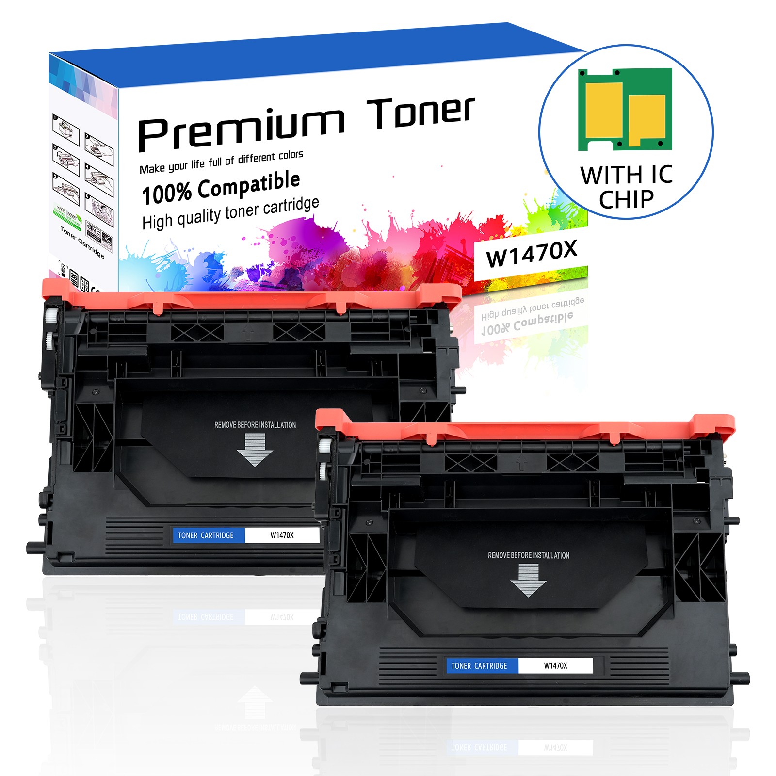 2PK W1470X 147X Toner Cartridge with NEW CHIP for HP LaserJet M610n M611x M612dn