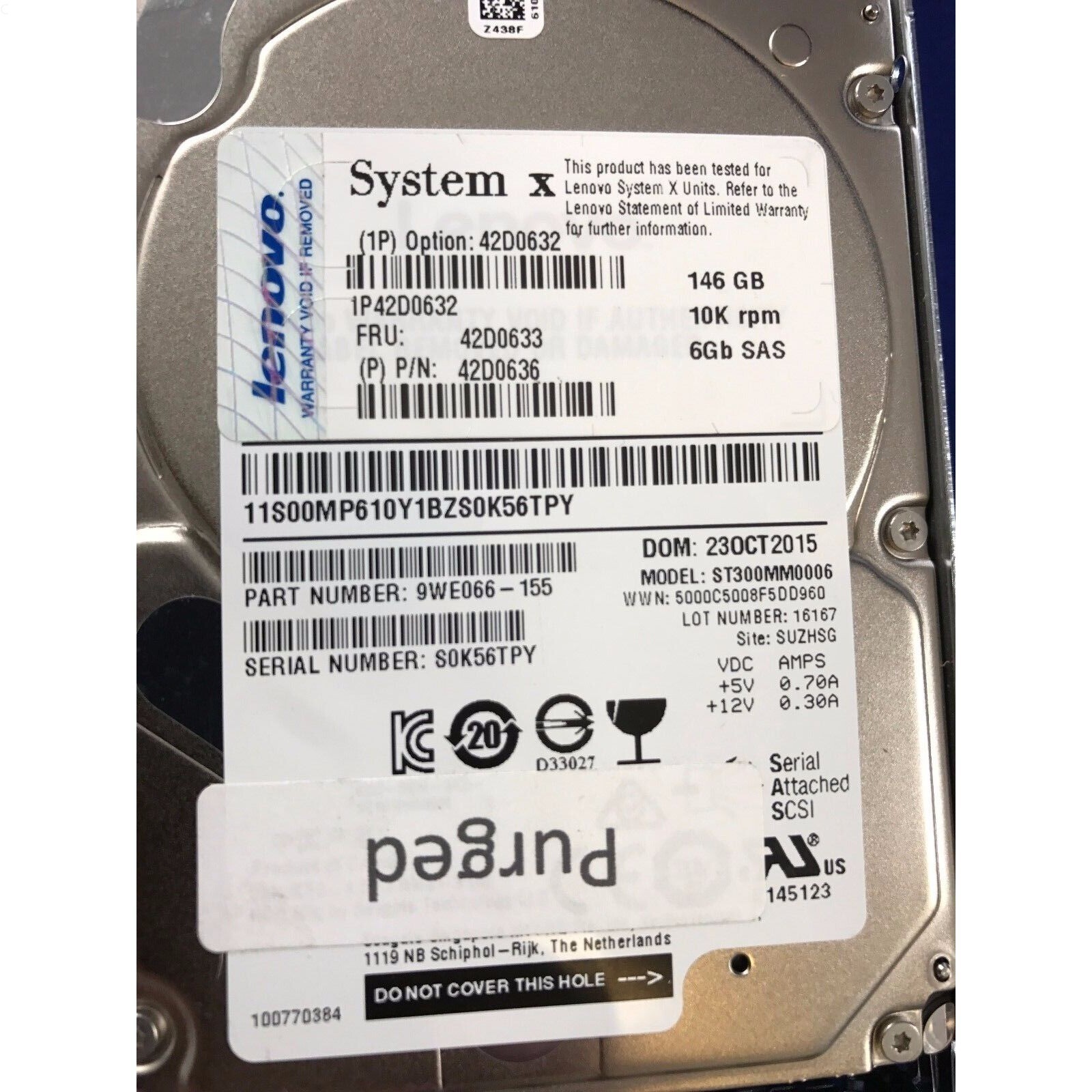 NEW IBM 146gb 2.5" Hard Drive 42D0632 42D0633 10K sas sff 6gbps hs 