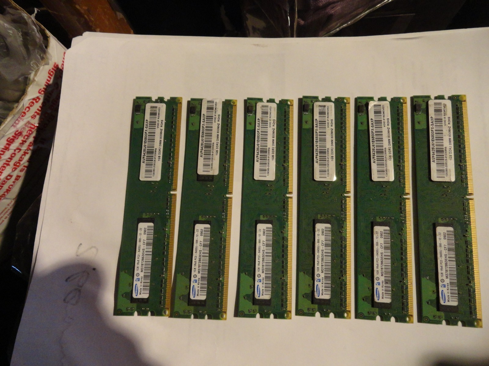 6-1GB 6GB  DDR2-800 DIMM Samsung M378T2863EHS-CF7 Memory RAM PC2-6400U-666-12-ZZ