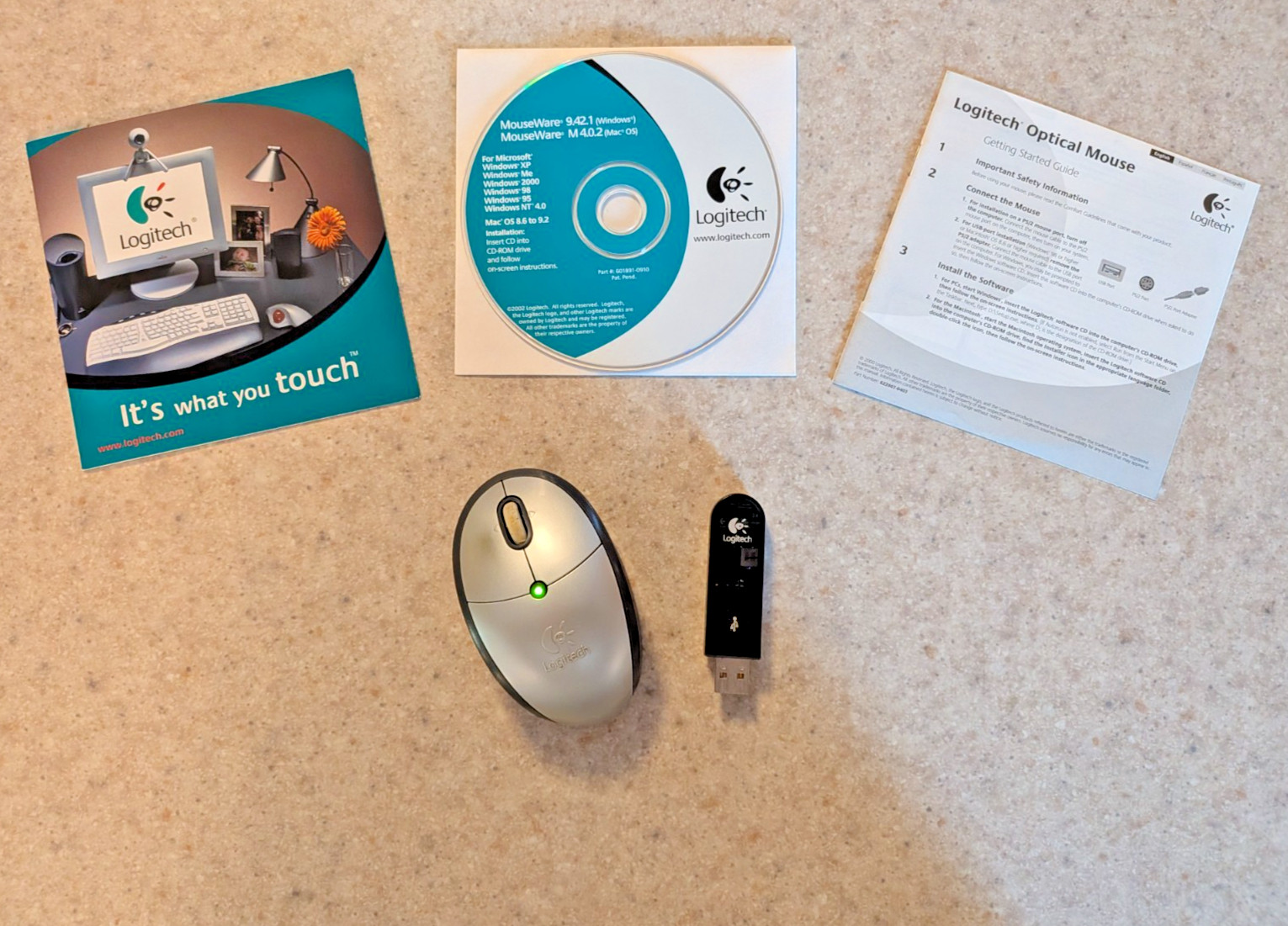 Logitech Wireless Optical Mouse w/ USB Dongle & MouseWare CD Win/Mac
