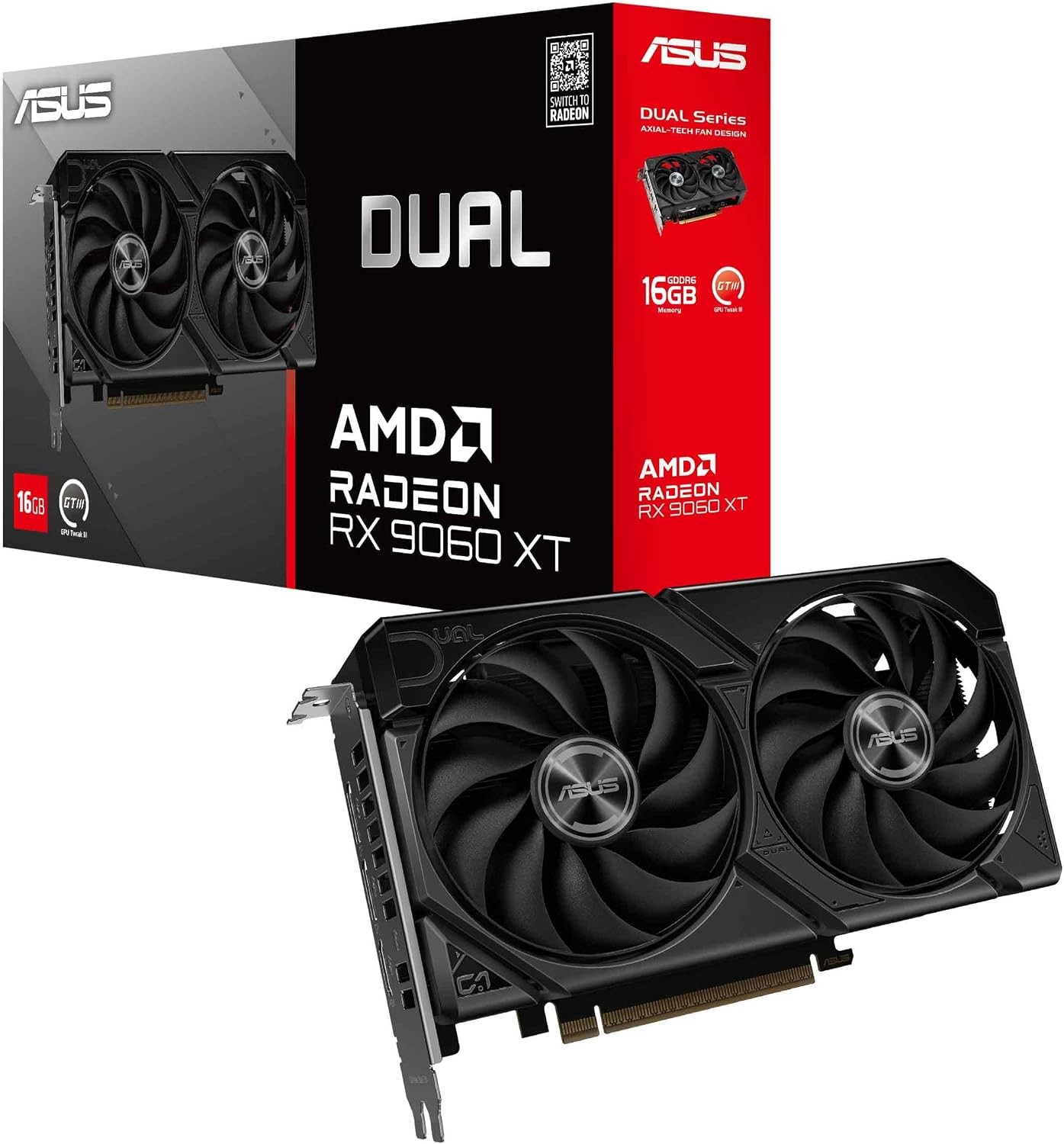 ASUS DUAL RX 9060 XT 16GB GDDR6 Radeon Graphics Card PCIe 5.0 HDMI 2.1b