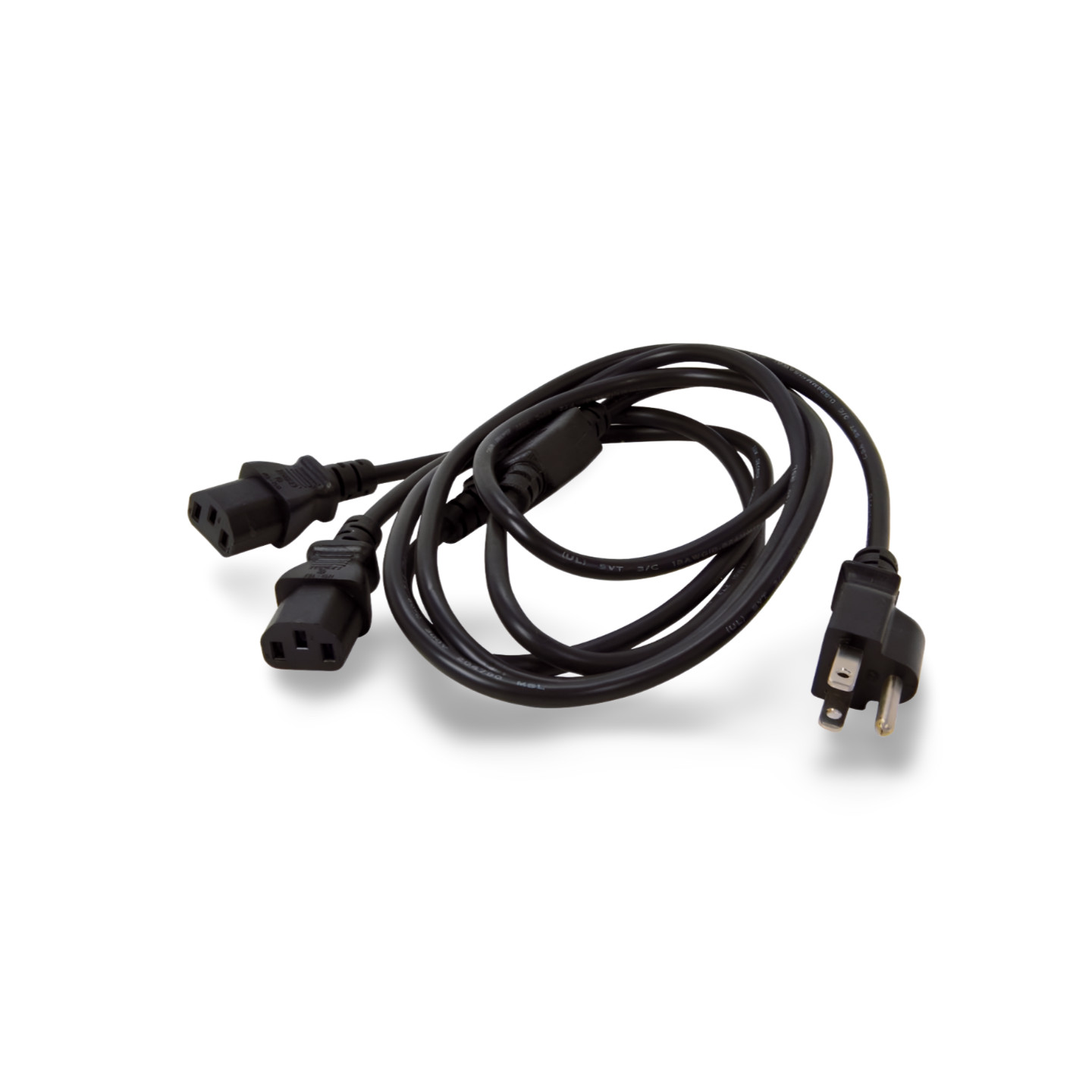6ft Y-Splitter Power Cord NEMA 5-15P to Dual C13 - Black