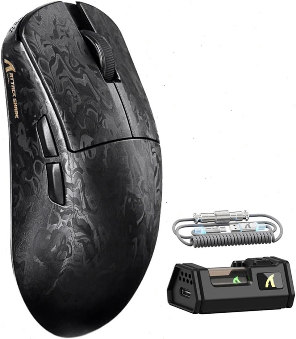 ATTACK SHARK R11 ULTRA 8K Carbon Fiber Wireless Gaming Mouse With C06 RGB Cable
