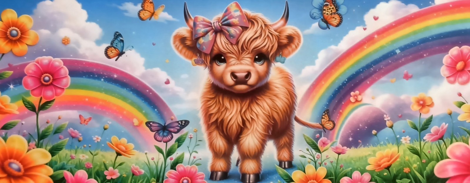 Colorful High Quality Highland Cow Desk Mat 11Wx31L Inches