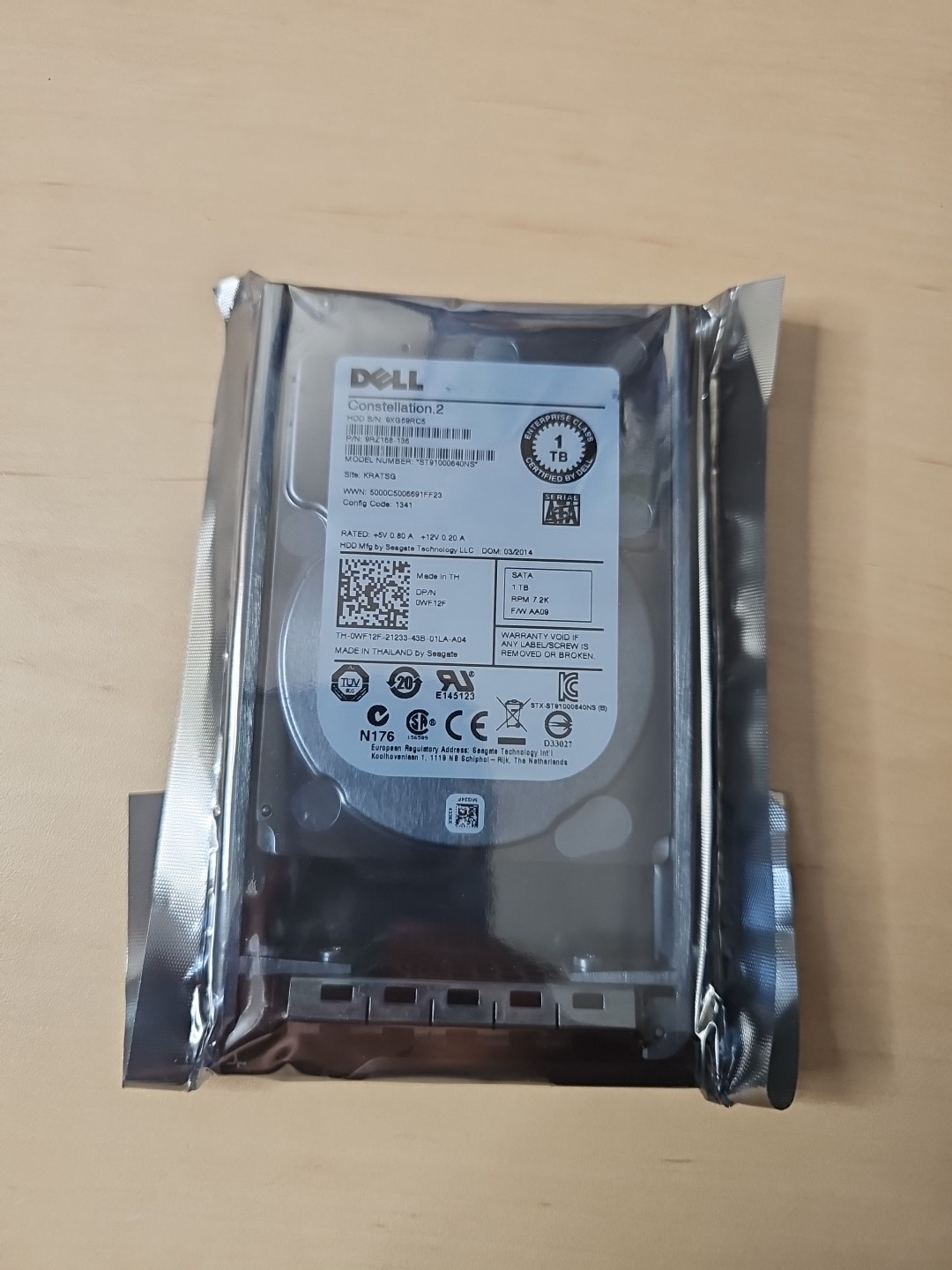 WF12F Dell 1TB 7.2K SATA 2.5" 6Gbps ST91000640NS Hard Drive