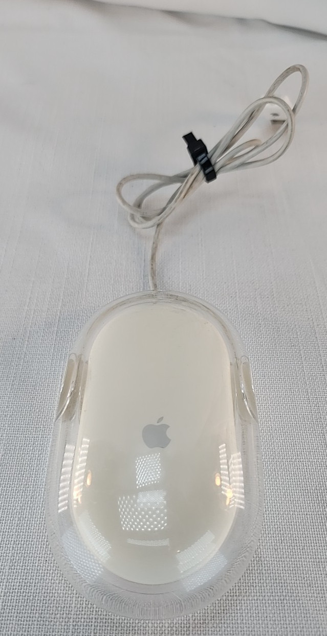 Genuine Vintage Apple Pro Optical USB Mouse Wired (Clear/White) M5769