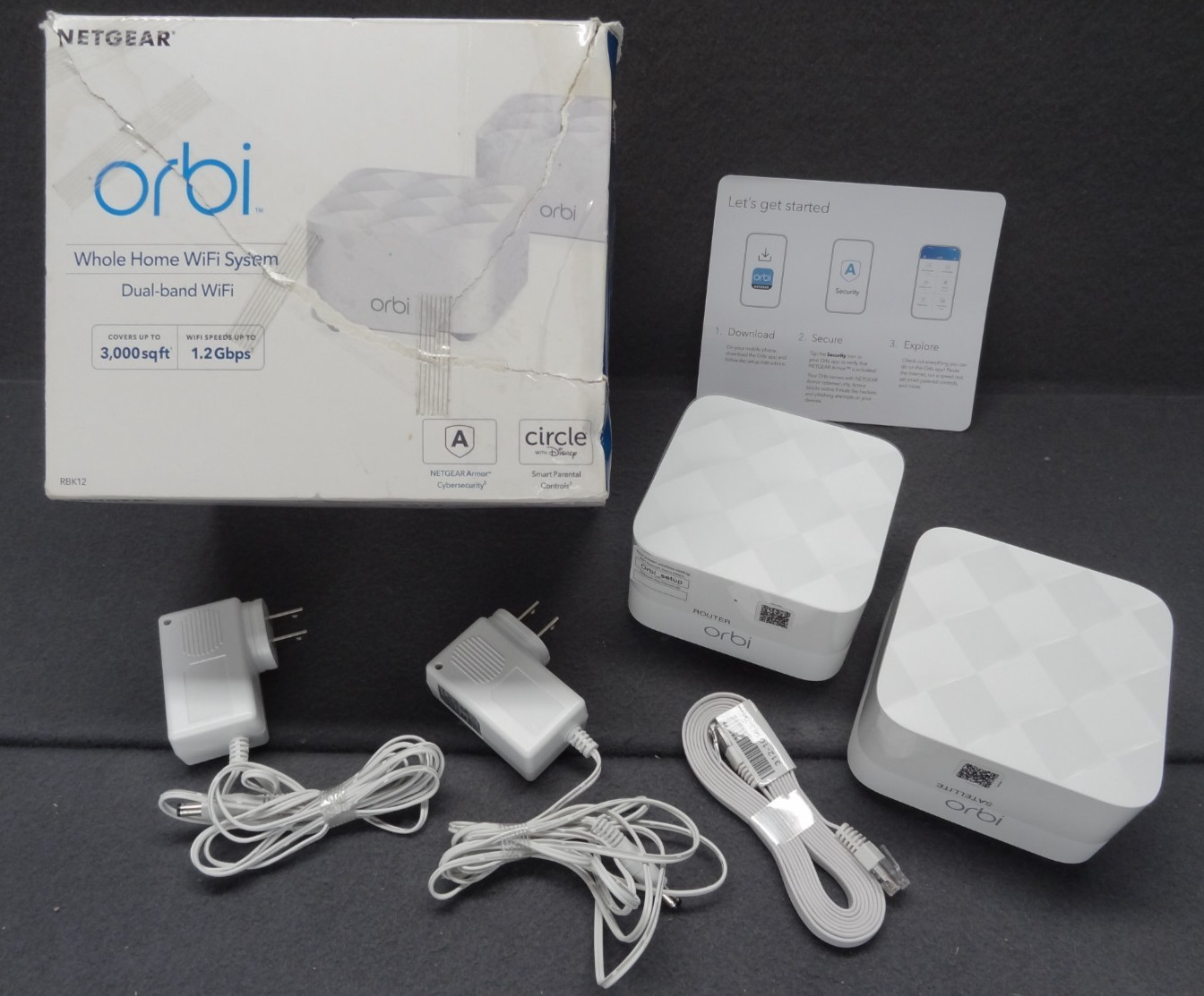 Orbi RBK12 Router Satellite RBR10 RBS10 Netgear Wifi AC Adapter Bundle 1.2Gbps