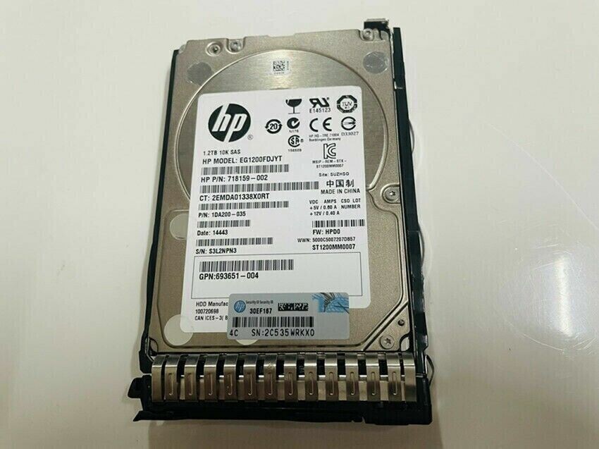 New HPE 693648-B21 693719-001 1.2TB 6G SAS 10K SFF (2.5-INCH) DP ENT HDD
