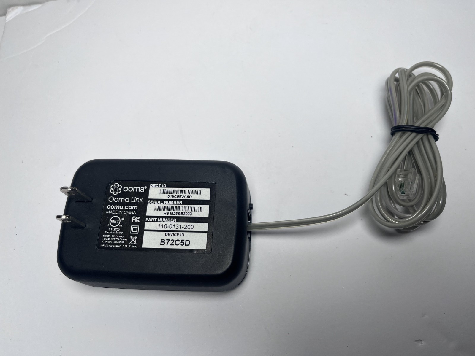 Ooma Linx Wireless Phone Jack REPLACEMENT / Telolinx2 / 110-0131-200