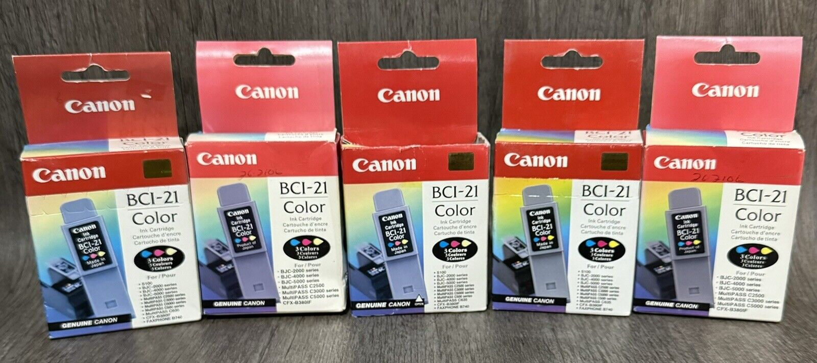 NEW NOS Lot of 5 Genuine CANON BCI-21 COLOR Ink Cartridges EXPIRED