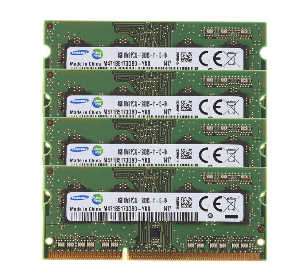 Samsung 4X 4GB 4G 1RX8 DDR3L 1600MHz PC3L-12800S 204PIN SODIMM RAM Low Density &