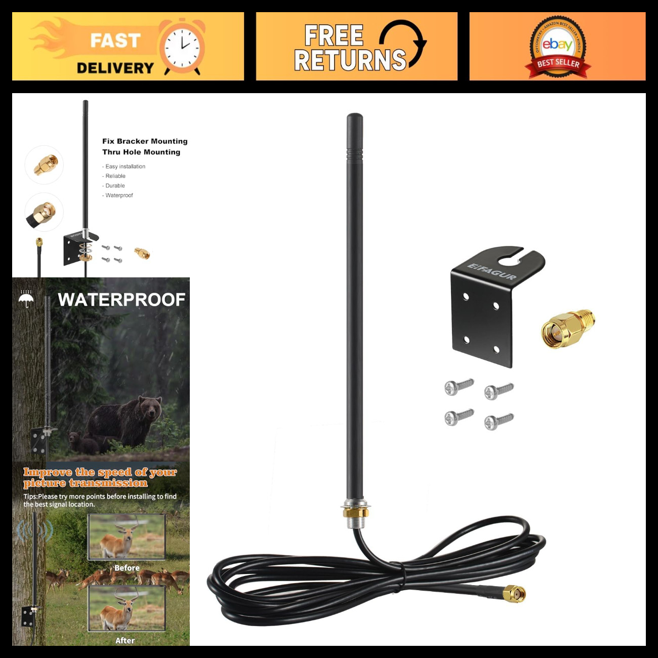4G LTE Trail Camera Replacement Antenna for Flex, Reveal X, Stealth Cam, Moultri