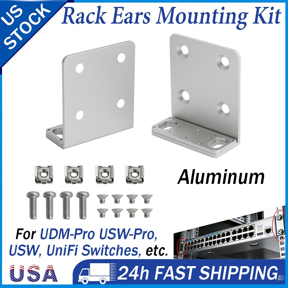 Rack Ears Mounting Bracket Hardware Kit For Ubiquiti UDM-Pro UniFi Switches USW