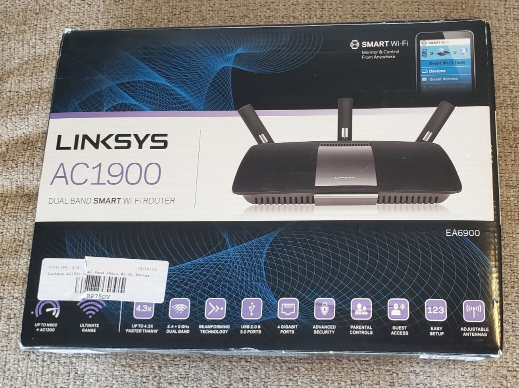 Linksys AC1900 Model EA6900 Dual-band Smart Wi-Fi Router*No Manuel* New Open Box
