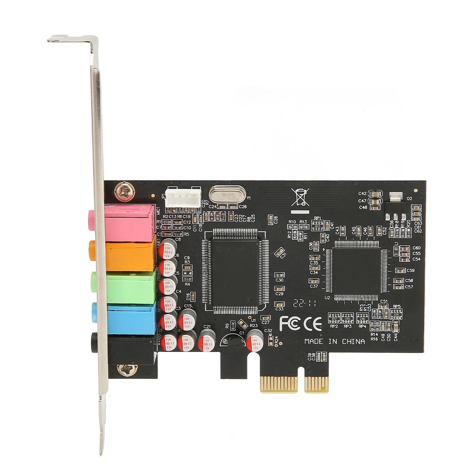 PCIE 5.1 Sound Card 6 Channel Surround Sound Playback Recording 24bit 48KHz