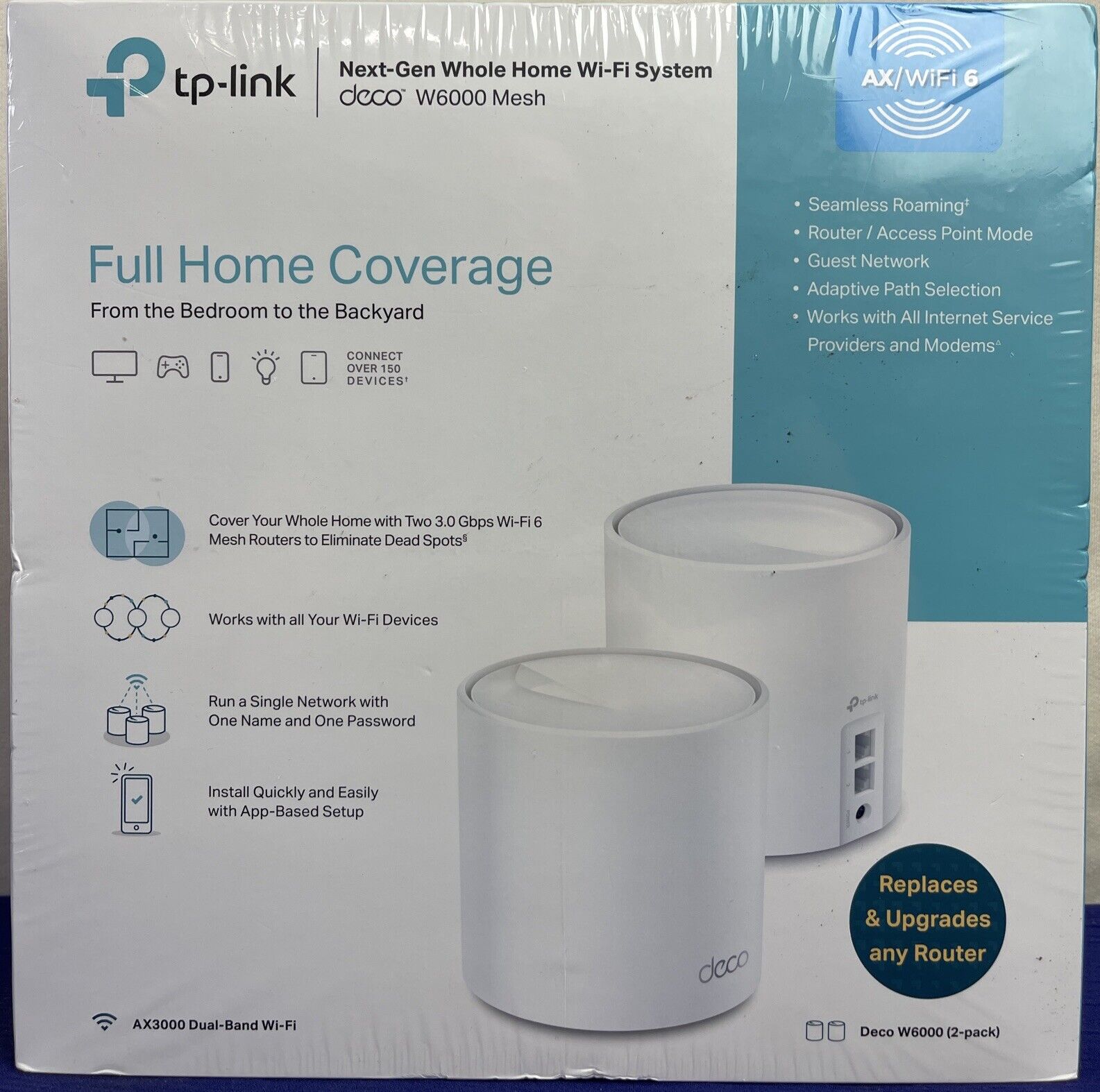 TP-LINK Deco W6000 AX3000 Full Home Mesh Wi-Fi 6 System - White NEW