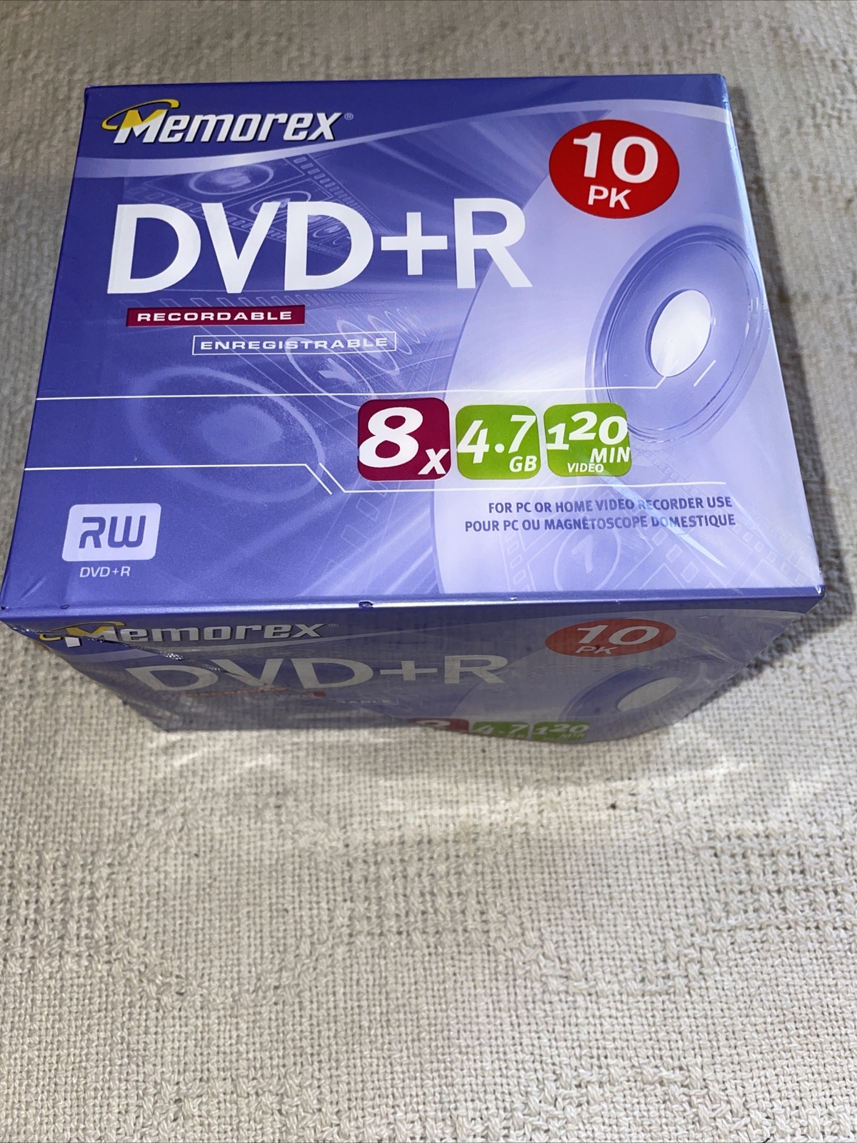 Memorex  DVD+R 10 Pack 8x 4.7 Gb 129 Min Video New In Pack