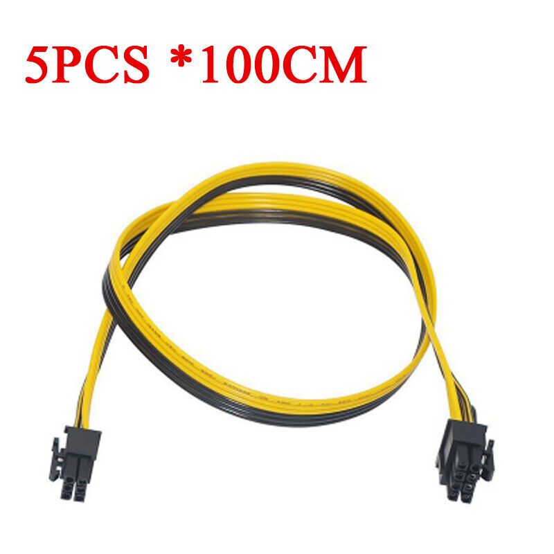 5Pcs 1 Meter 6 Pin to 8Pin (6+2) PCI-E PCIE Cable 18AWG Mining GPU Power Cords