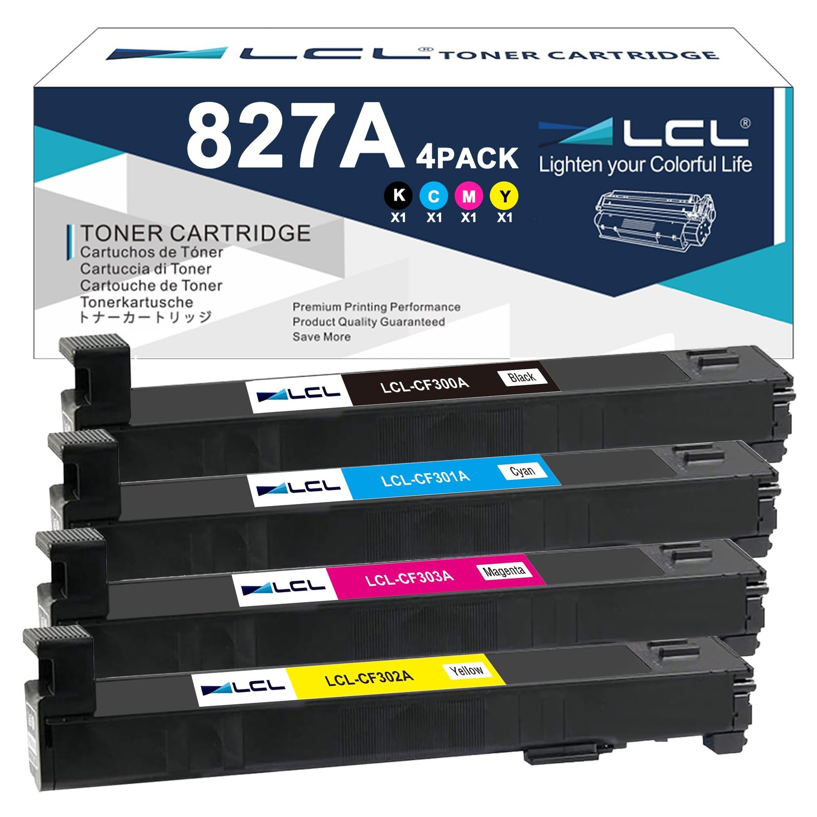 M880 827A Toner Cartridge Set High-Yield, Black Cyan Magenta Yellow