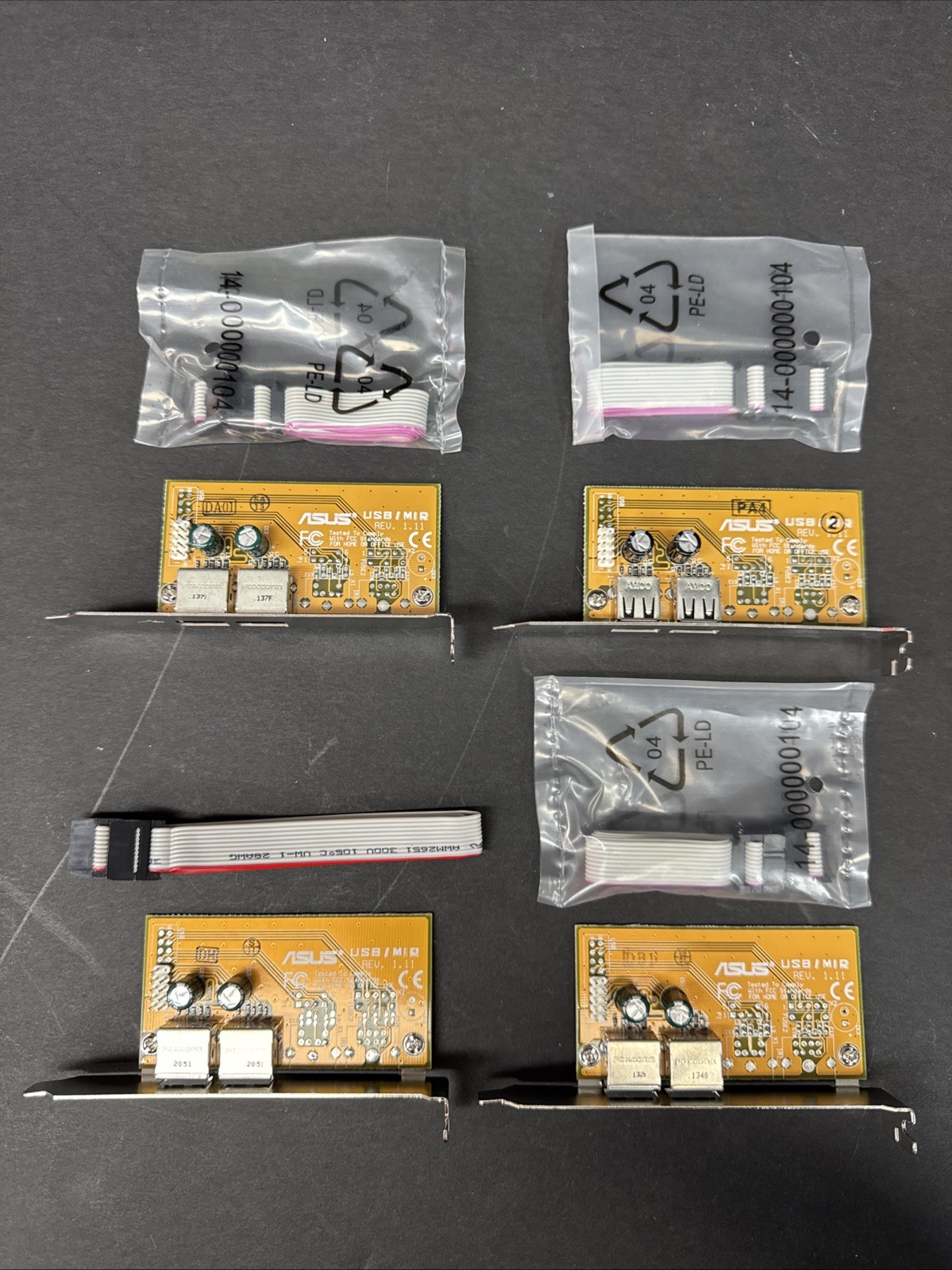 Lot of 4 ASUS USB/MIR Rev 1.11 Dual USB PCI Bracket Modules w/ Cables Untested