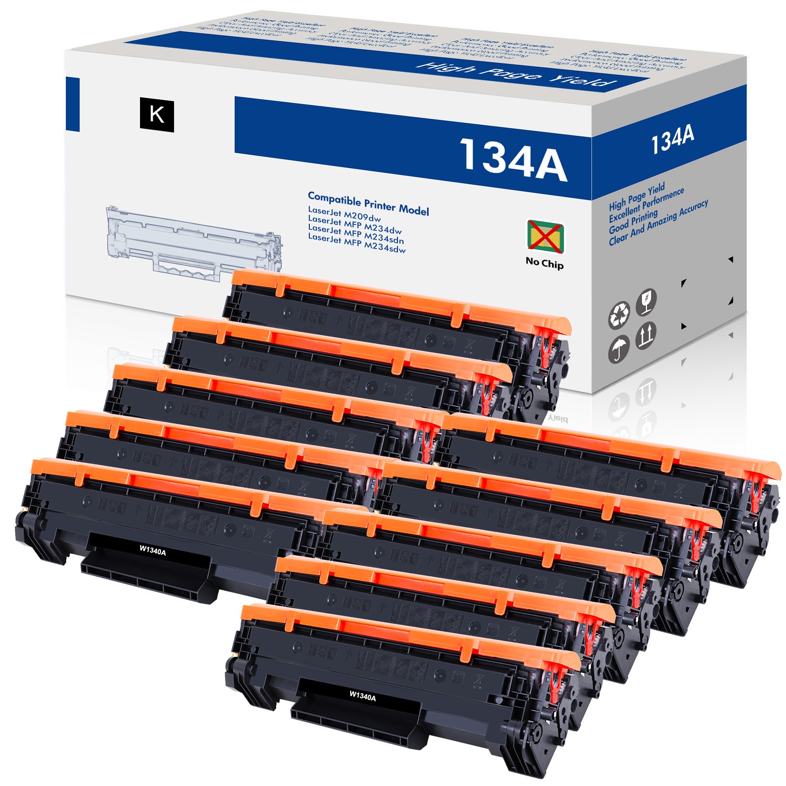 10x 134A M209dw MFP M234dw No Chip W1340A Toner Cartridge Fits for HP W1340A
