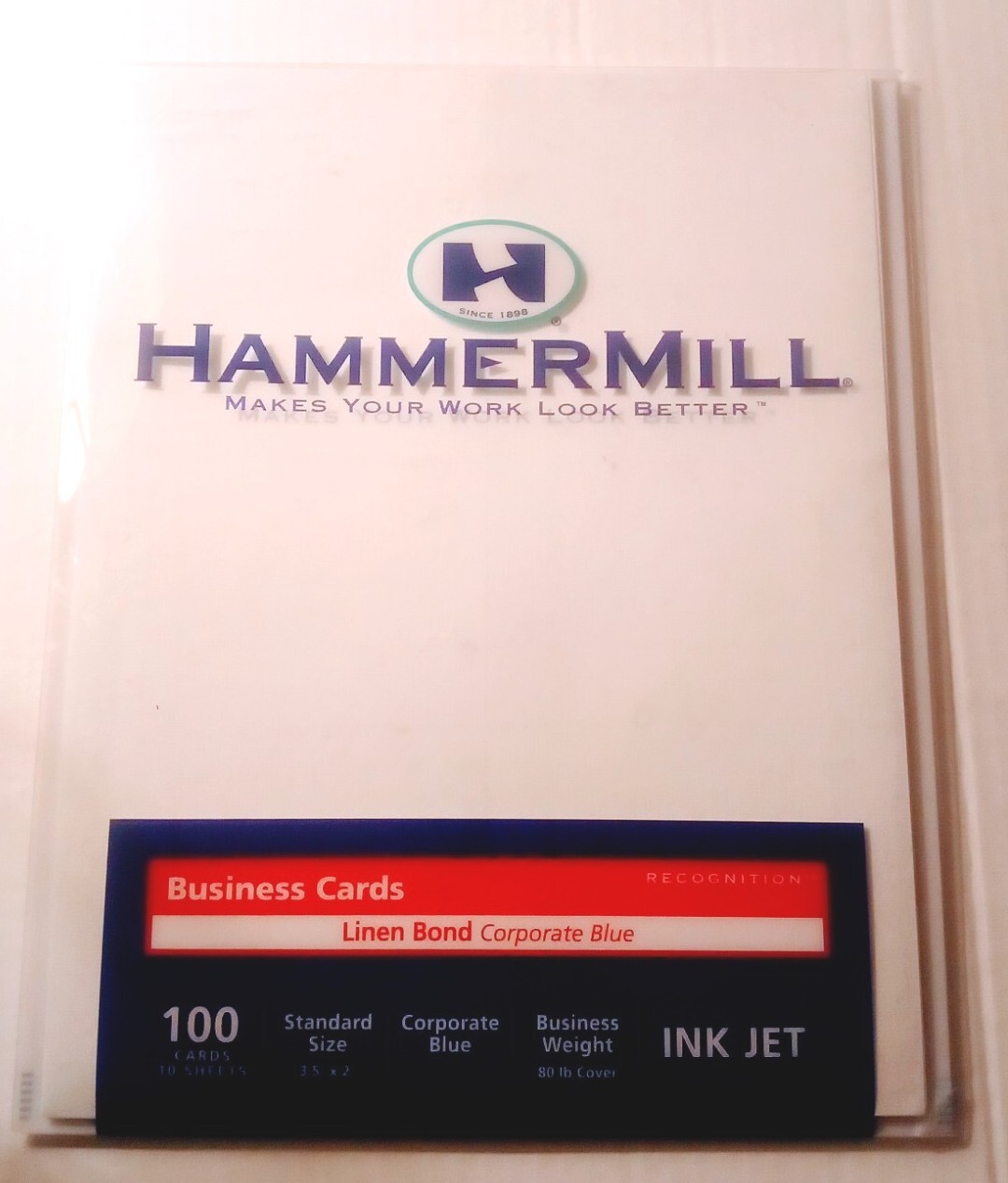 Business Cards Hammermill Ink Jet  Linen Bond Corporate Blue 3.5" X 2" 100 New