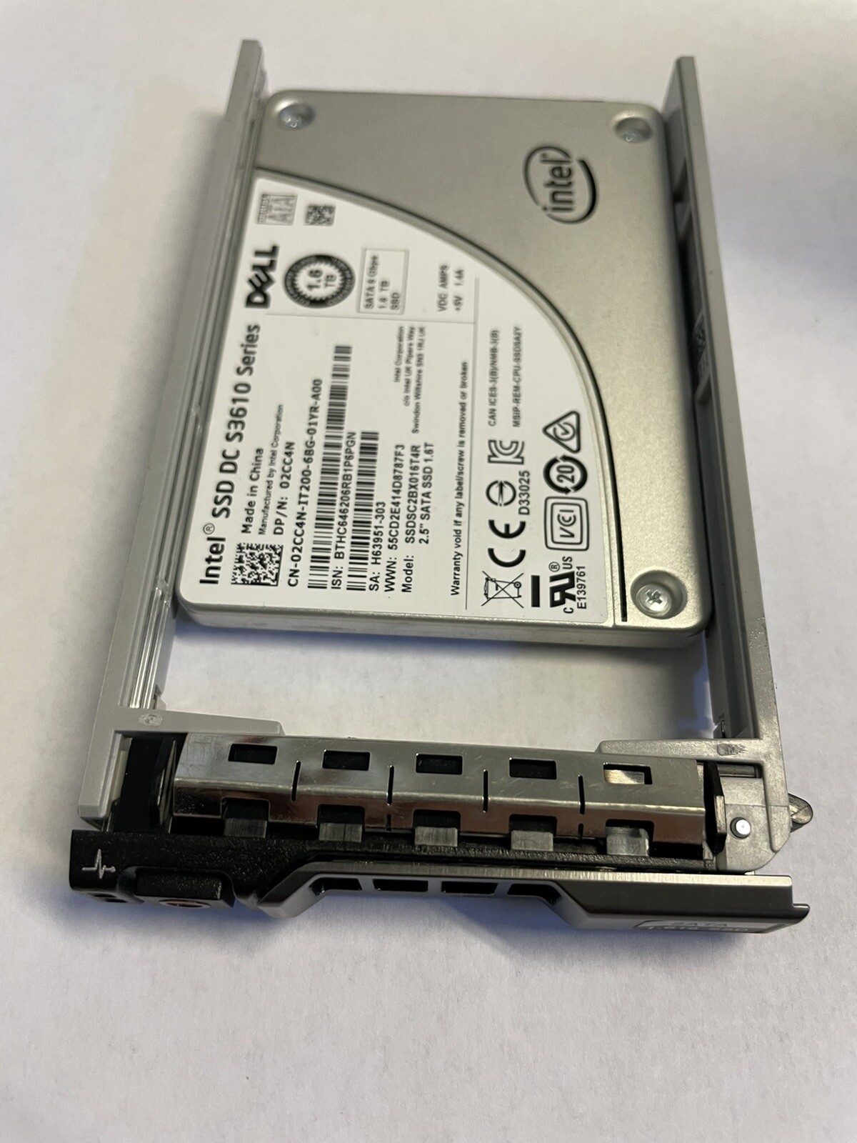 Dell 2CC4N INTEL DC S3610 1.6TB SATA 6Gb/s 2.5in SSD SSDSC2BX016T4R 02CC4N