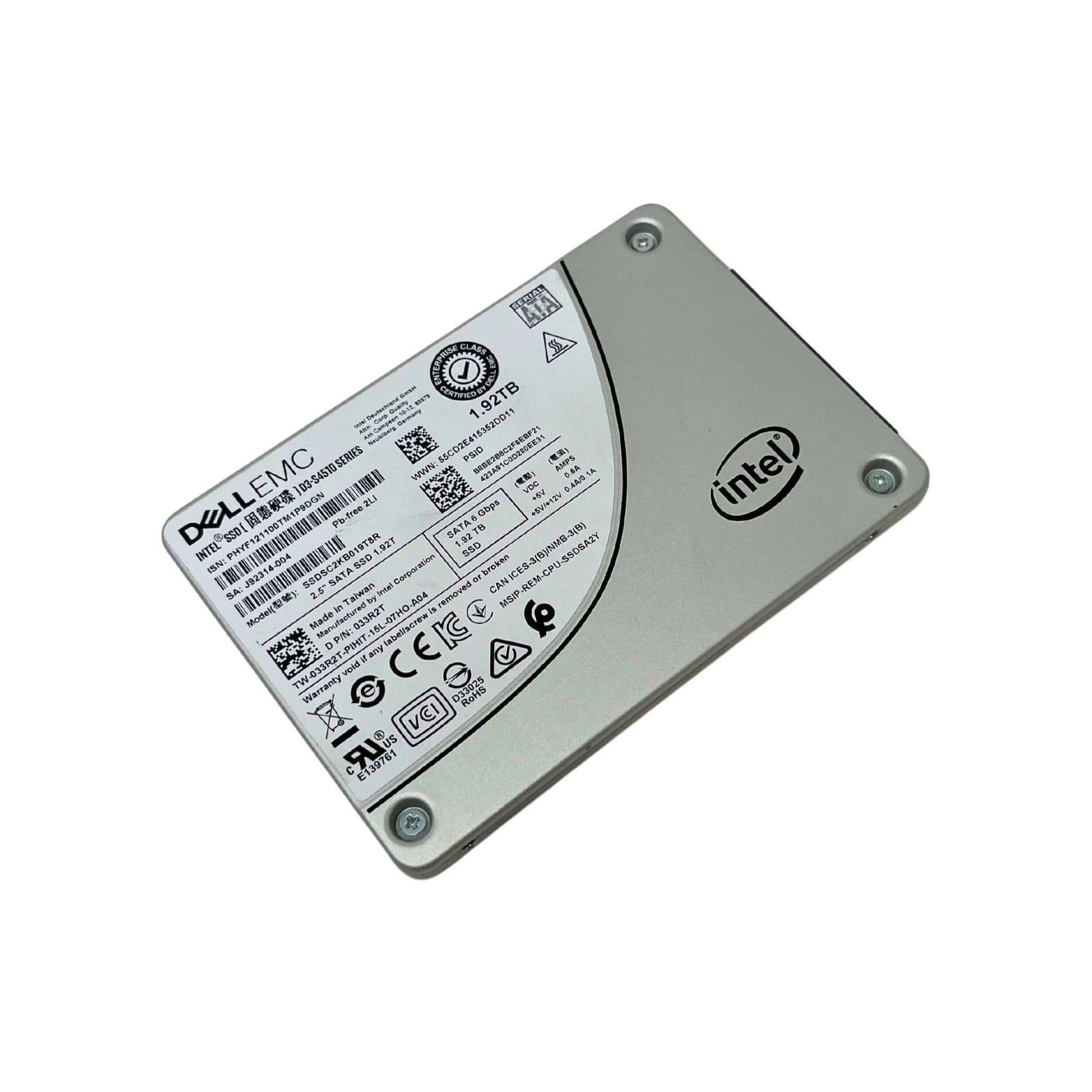DELL S4510 1.92TB SATA SSD 6 Gbps 2.5" SSDSC2KB019T8R DP/N 33R2T