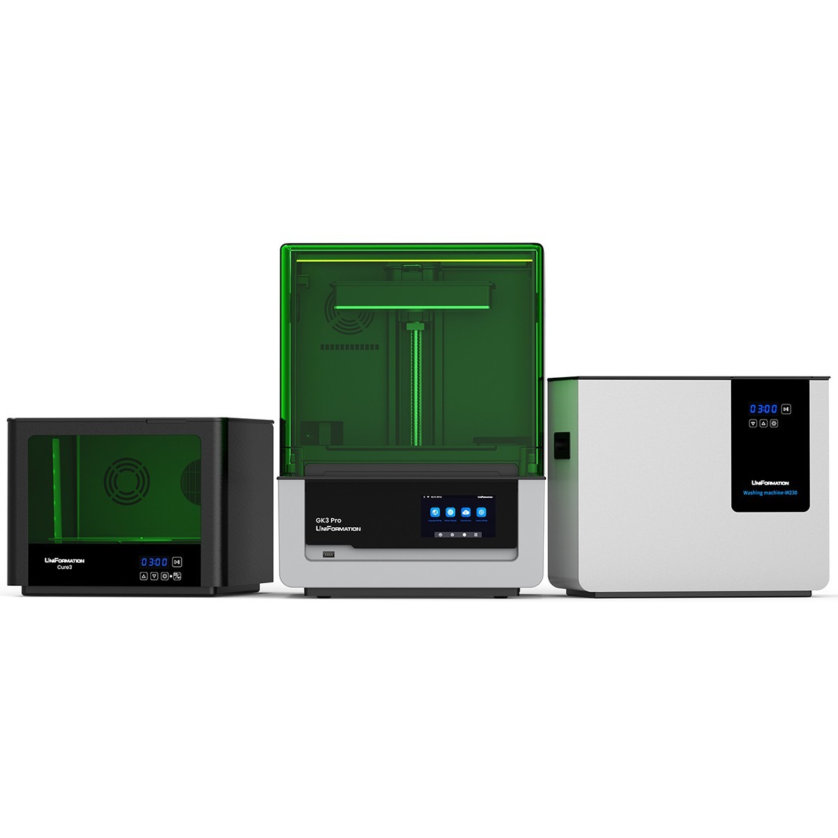 UniFormation GK3 Pro Resin 3D Printer & C3 Cure Machine & W230 Wash Machine