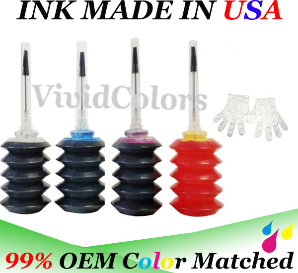 4x30ml K,C,M,Y Premium Universal Bulk Ink Refill Kit for HP Printer Cartridges