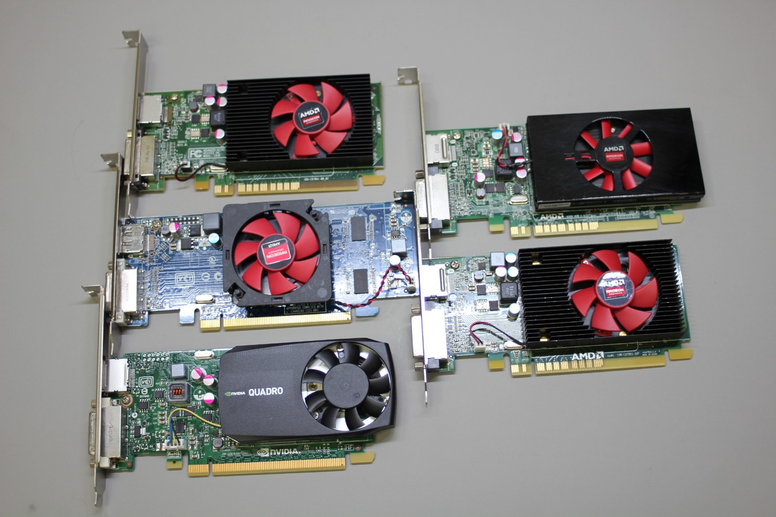 Lot of 5 Nvidia AMD major brand DP + DVI port mixed  Video Graphics Card GPU