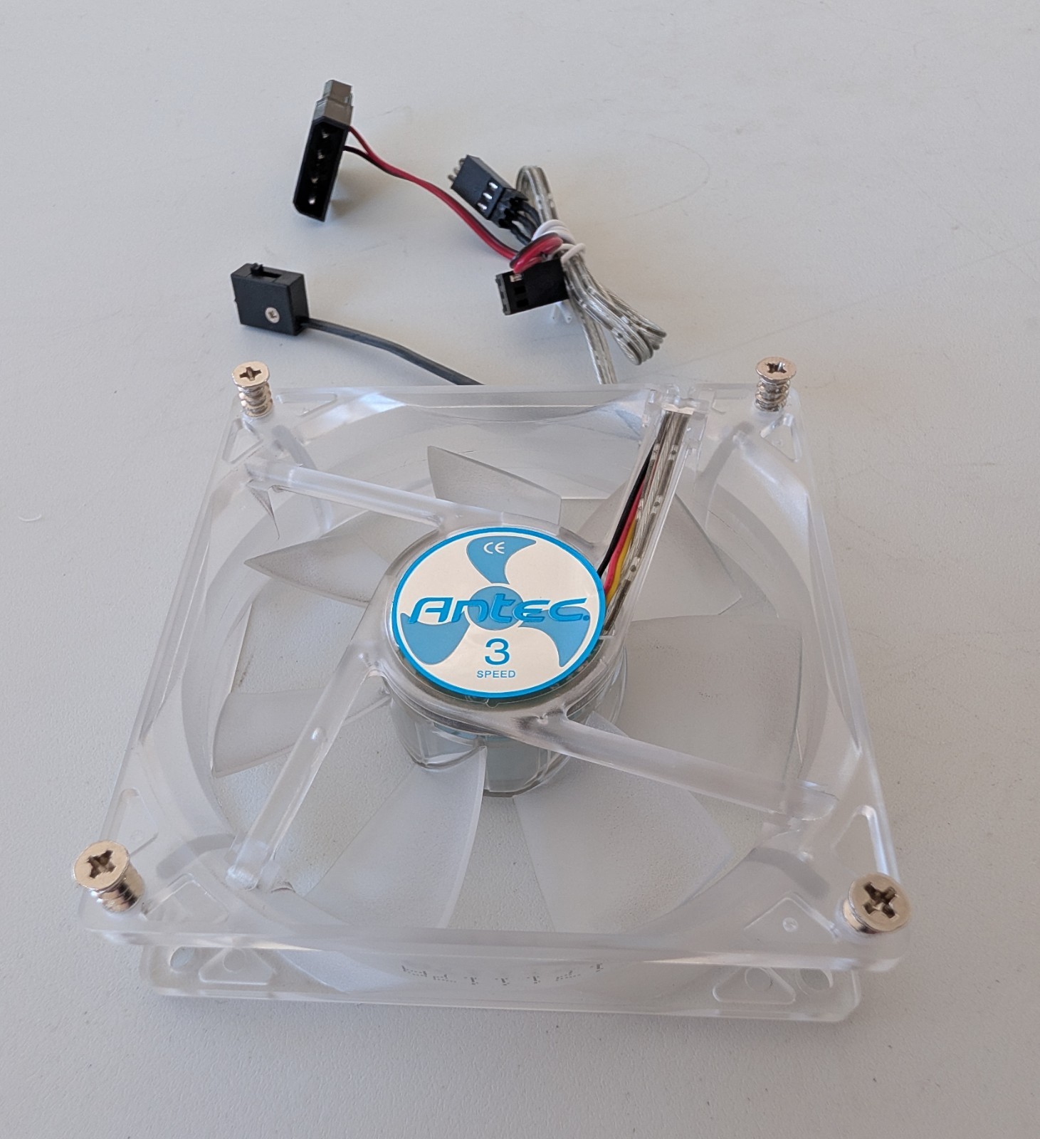 Lot of 44 Antec TriCool 80mm Clear PC Case Fans - 3-Speed Switch - 4-Pin Molex
