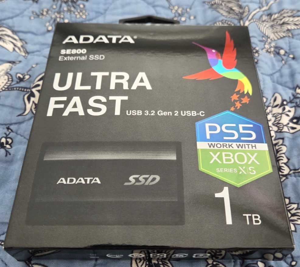 100% HEALTH - ADATA SE800 1 TB Black External USB-C SSD 1000mbps