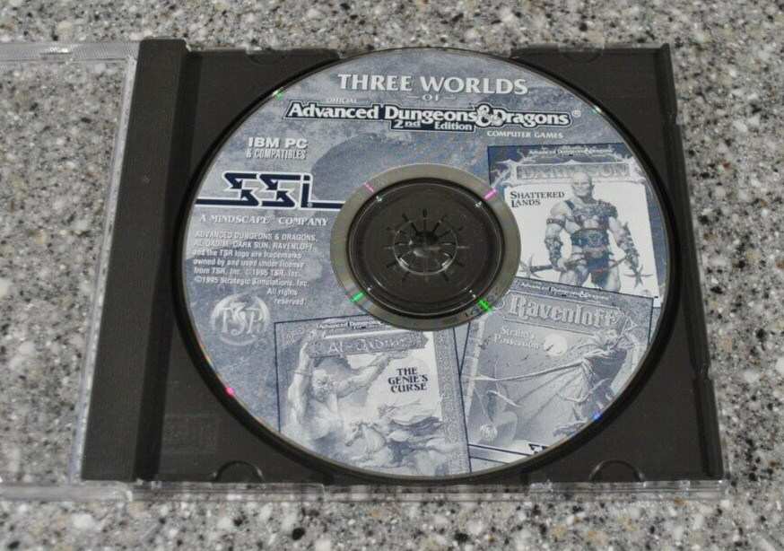 Three Worlds of Advanced Dungeons & Dragons 2nd Edition (PC, 1995) Disc Only