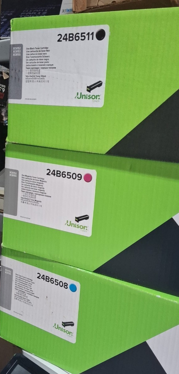 Lexmark 24B6508 09, 11 Set of 3 Colors KCM Toner Cartridges XC6152