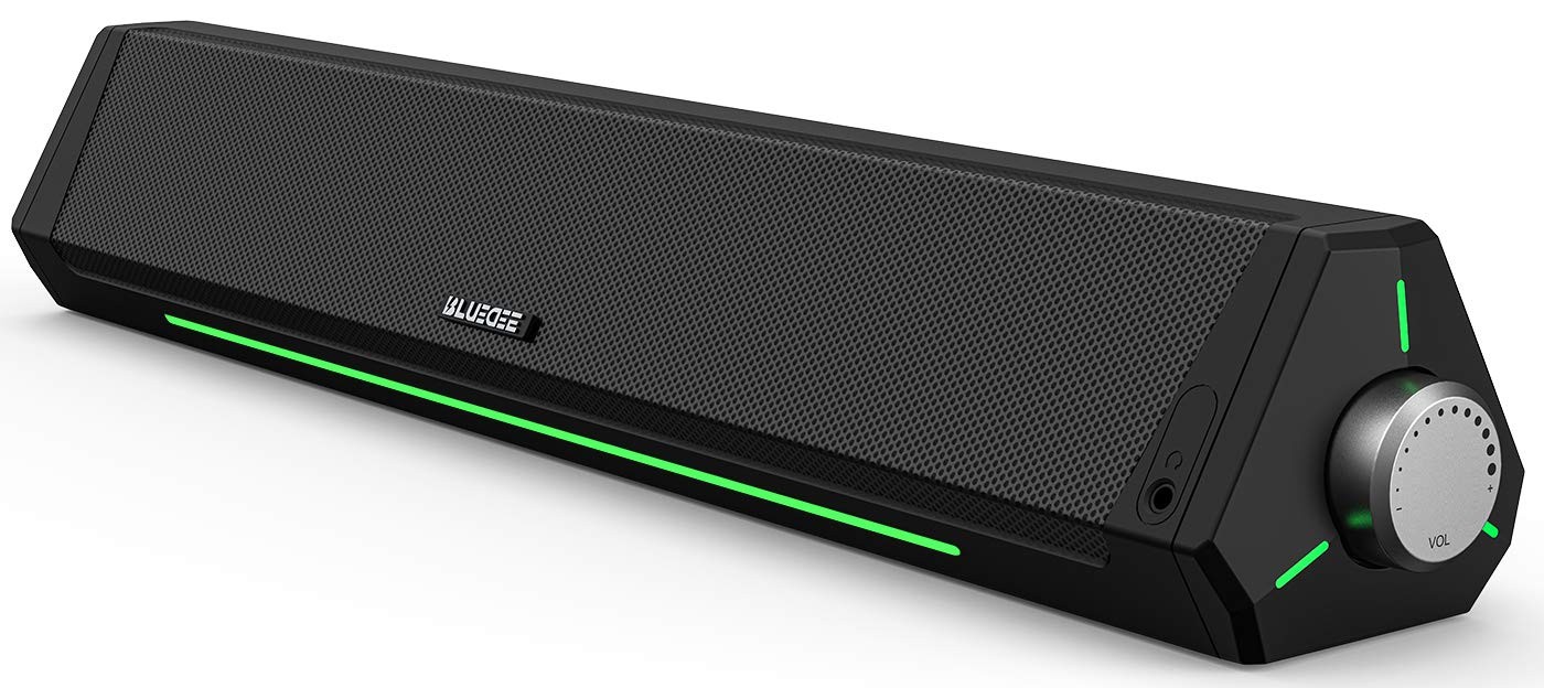 RGB Bluetooth Computer Soundbar 3.5mm Aux-in 6W USB Powered Black Bluedee SK010