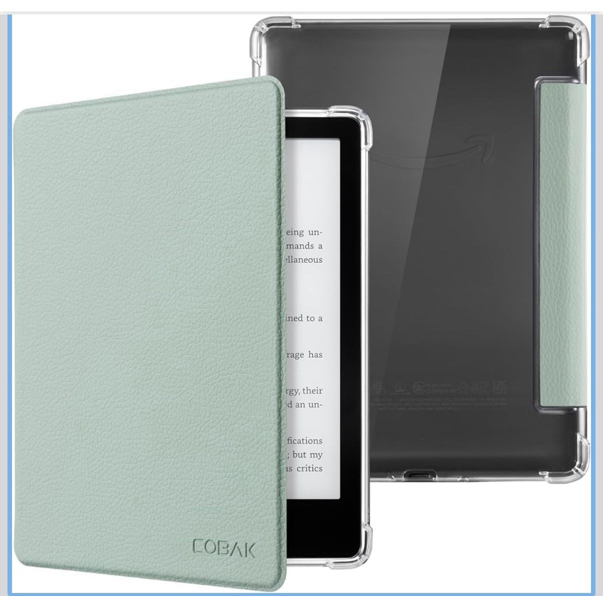 CoBak Case for Kindle Paperwhite 6.8” PU Leather Cover, Clear Silicone Back 
