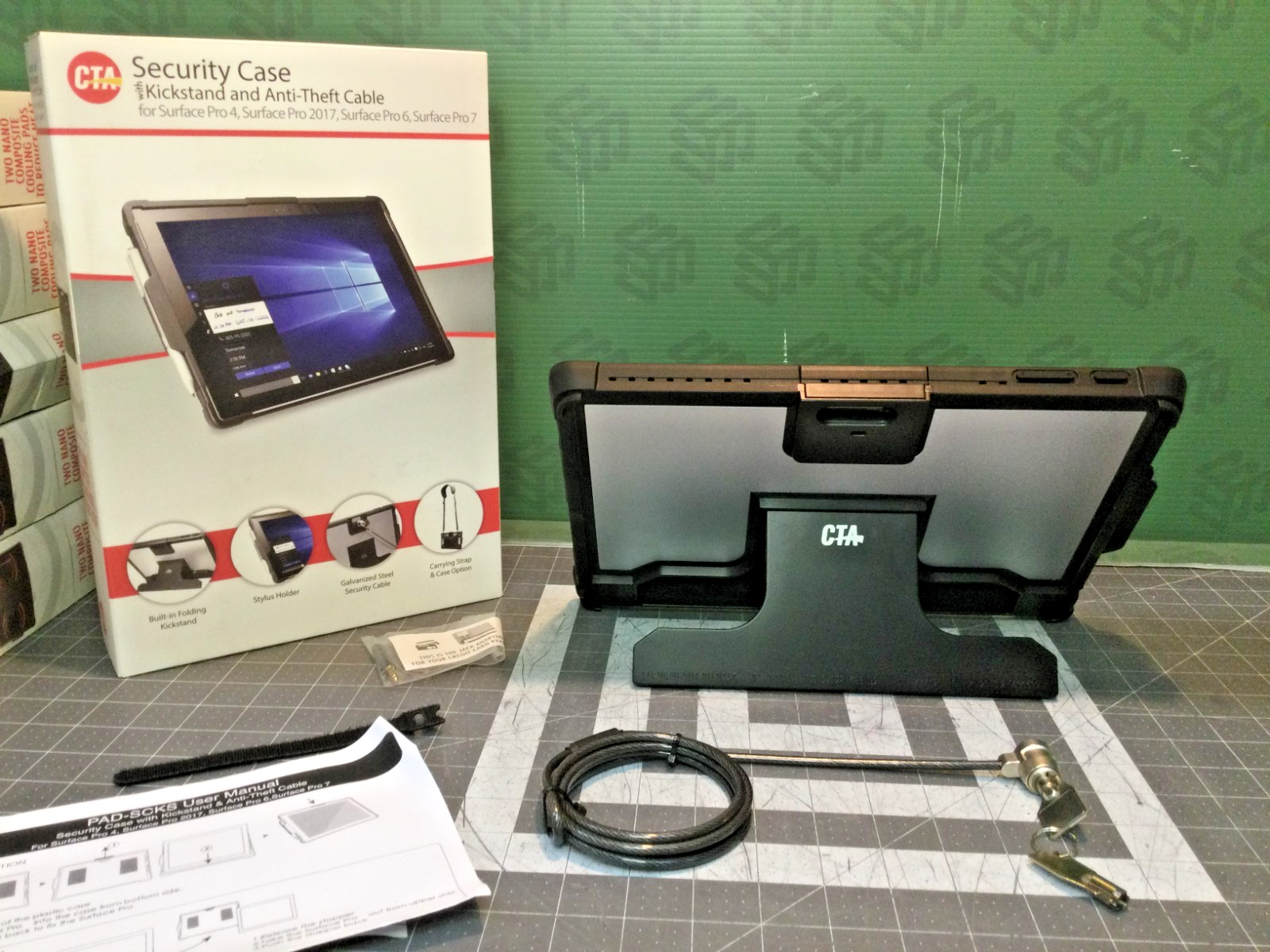 CTA PAD-SCKS Security Case w/ Kickstand & Anti-Theft Cable for Surface Pro 4/6/7