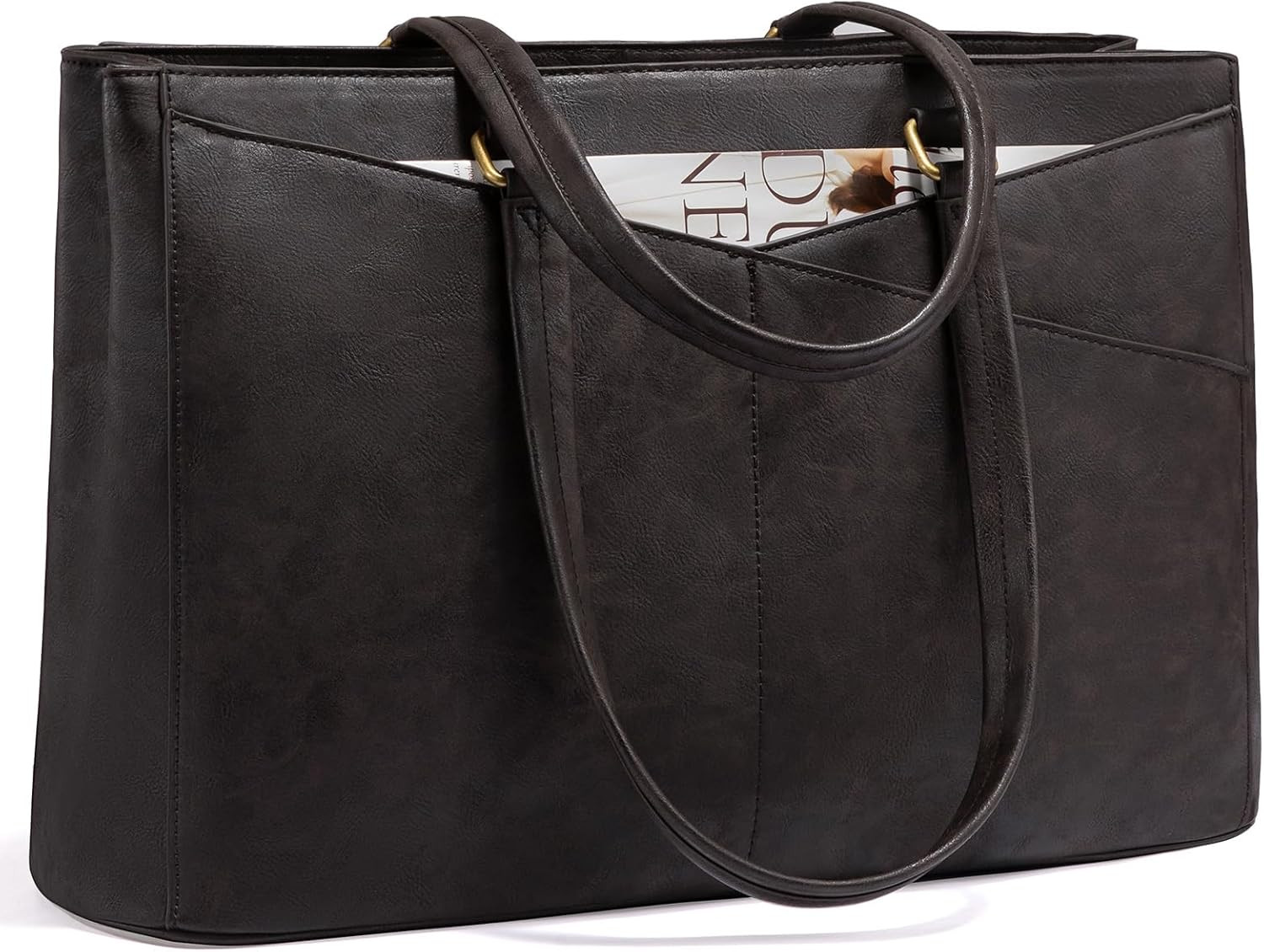 LOVEVOOK Laptop Bag for Women,15.6 Inch Laptop Tote Bag for Women,Vintage Leathe