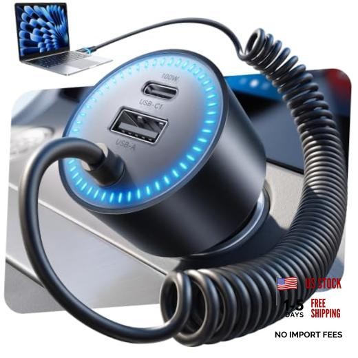 200W Car Charger USB C Fast Charge,PD 100W Type C Car Fast Charger