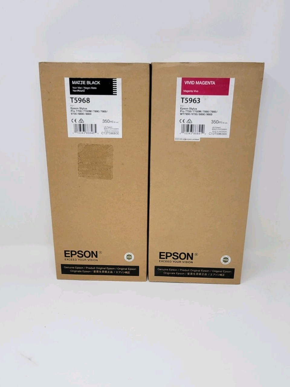 Epson T5963 Vivid Magenta  & T5968 Black 350ml Ink Cartridge Genuine—EXP 2017
