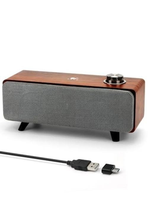 Computer Speakers,10W PC Speakers with Bluetooth,Stereo Sound & Enhanced Brown