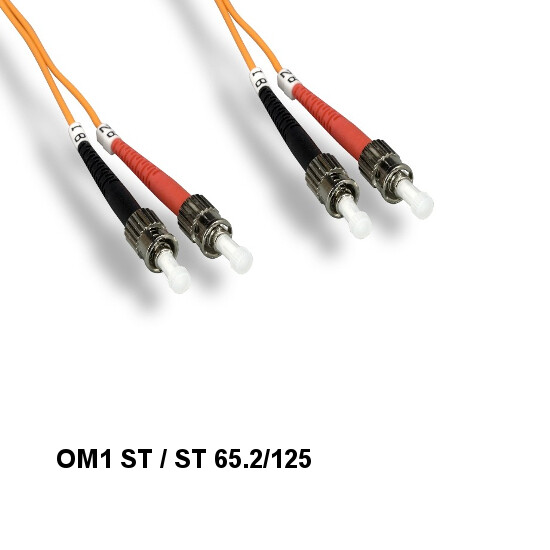 Kentek 10 Meter OM1 62.5/125 Fiber Optic Cable ST/ST Multi-Mode Duplex UPC/UPC