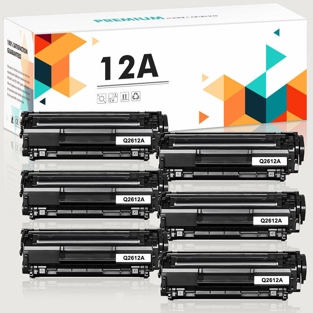 6PCS Q2612A 12A Toner Replacement for HP LaserJet 1010 1022n 3050 3055 Printer