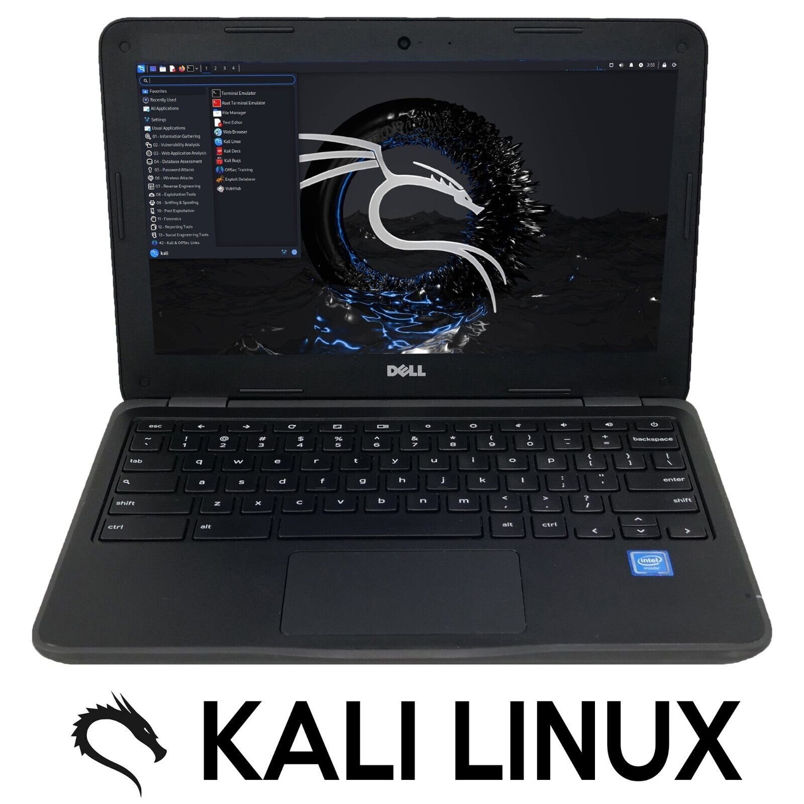 Kali Linux Dell 3180 11.6 Celeron N3060 1.6 GHz 4GB 32 GB eMMC Laptop HD