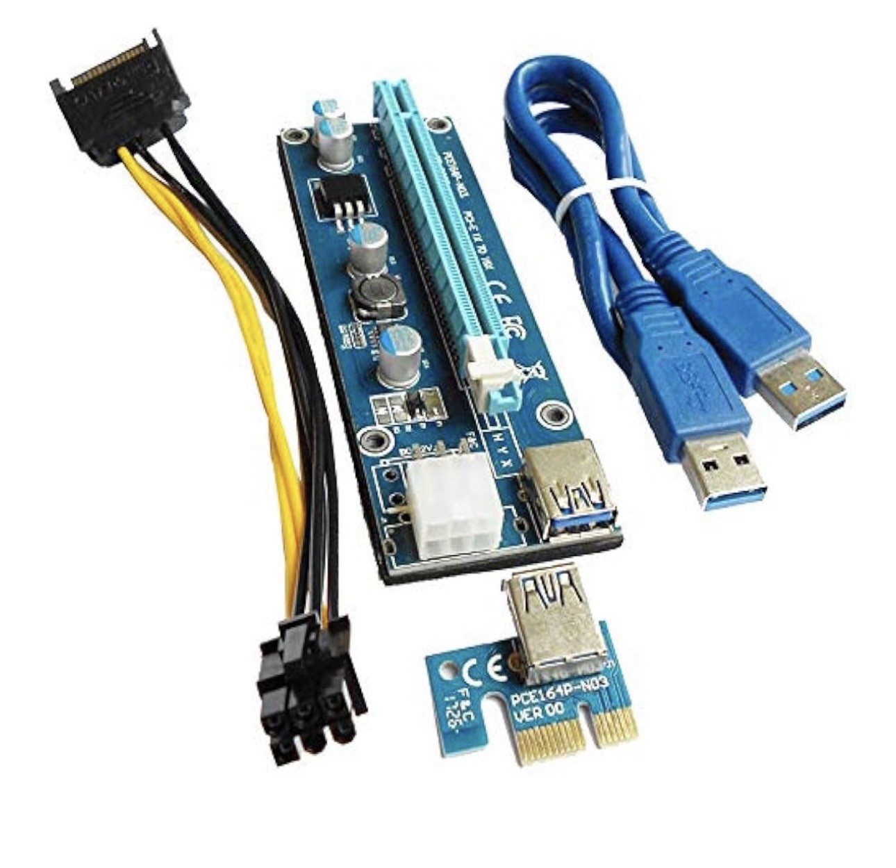 PCIE Riser Card PCI-E 1X to 16X Express Extender Adapter with USB 3.0 Cable 